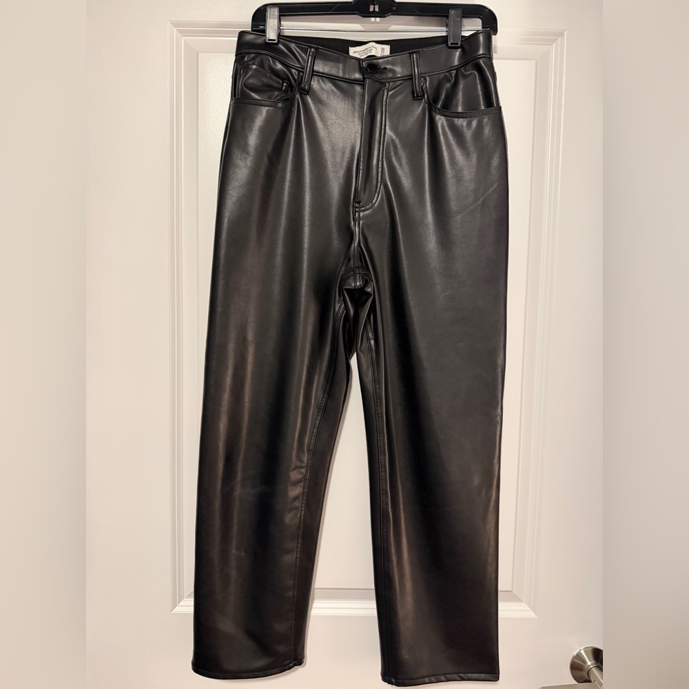 Abercrombie & Fitch Black Faux Leather High-Rise Pants
